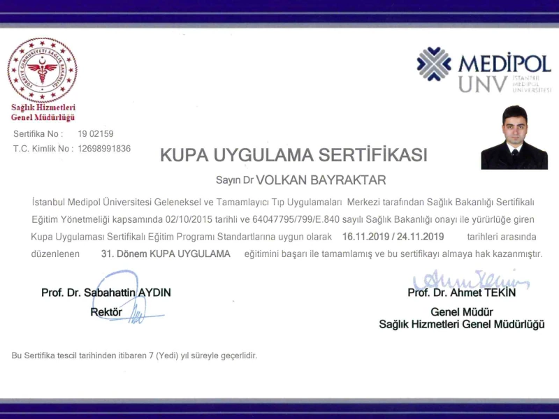 Kupa Uygulama Sertifikası — İstanbul Medipol Üniversitesi