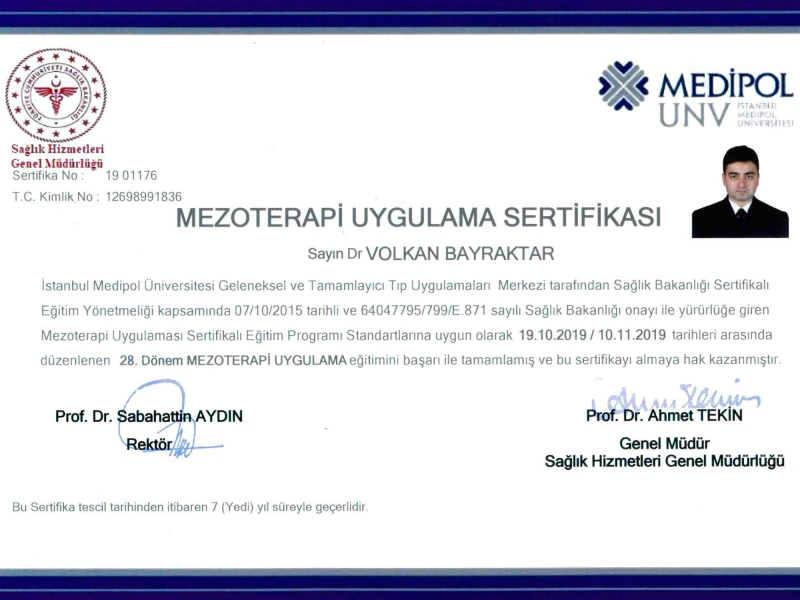 Mezoterapi Uygulama Sertifikası — İstanbul Medipol Üniversitesi