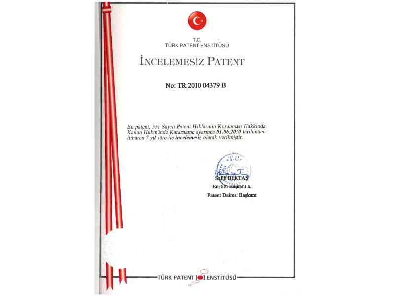 İncelemesiz Patent Belgesi — Türk Patent Enstitüsü