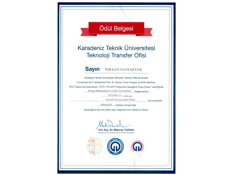 Proje İkincilik Ödülü — Karadeniz Teknik Üniversitesi · TTO