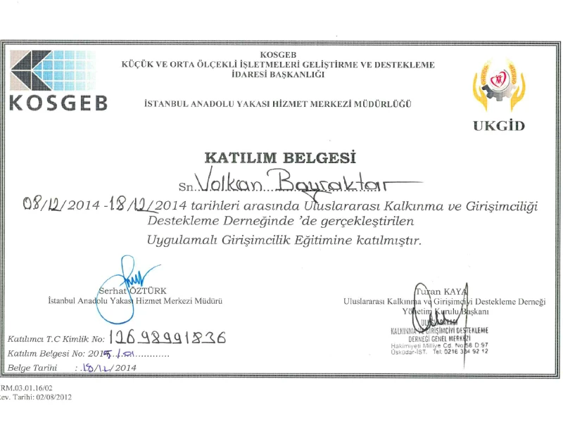 Uygulamalı Girişimcilik Eğitimi — KOSGEB · UKGİD